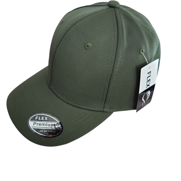 Men's Flex Fit Athletic Premium Olive Green Cap - Picture 2 of 7